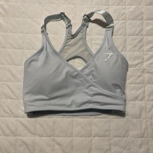 Light blue criss cross Gymshark sports bra